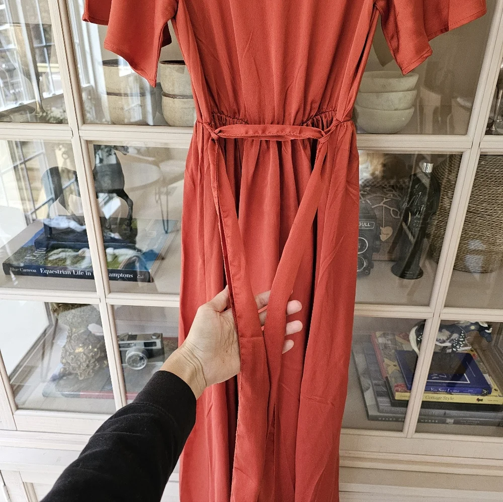 NWT Baltic Born Sicily Satin Rust Maxi Dress - Picture 11 of 13